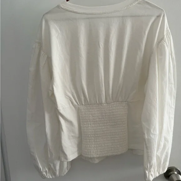 Women's White corset balloon sleeve Long Sleeve Top size small - Picture 2 of 3